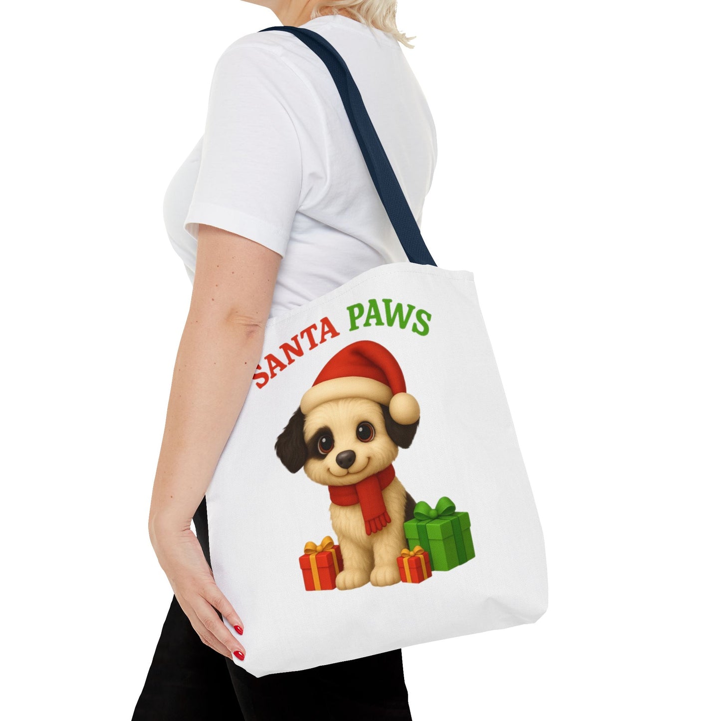 Christmas Dog Tote Bag, Pet Lover Gift, Santa Paws Eco-friendly Bag, Holiday Shopping Tote, Cute Puppy Design, Dog Owner Accessory