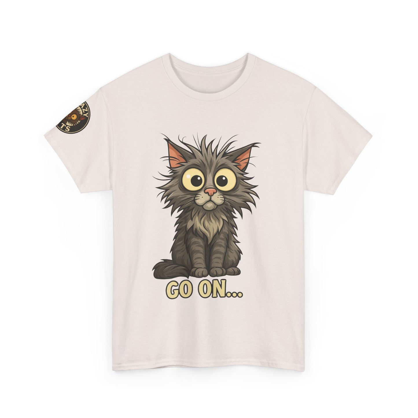 Cat Graphic Tee – Cute Wide-Eyed Kitten “Go On...” Shirt