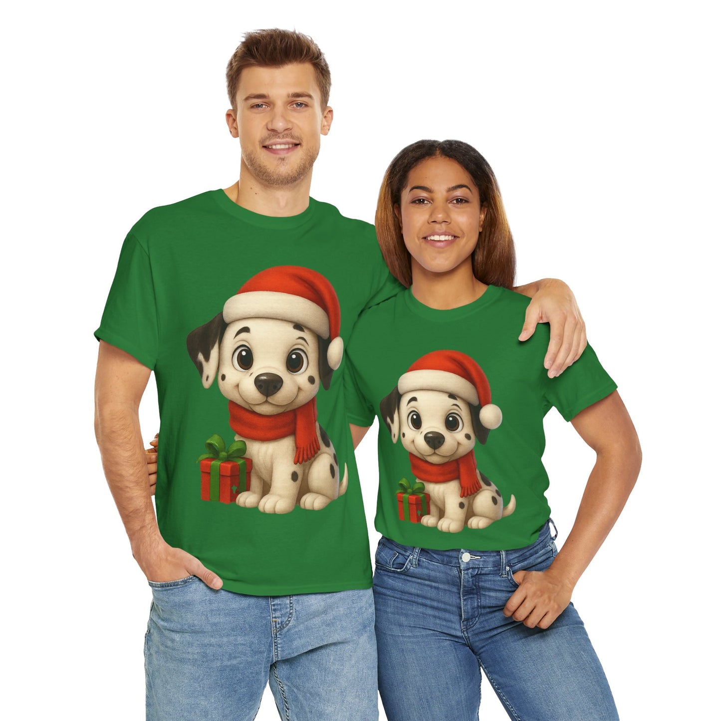Adorable Christmas Puppy Tee - Unisex Heavy Cotton Tee
