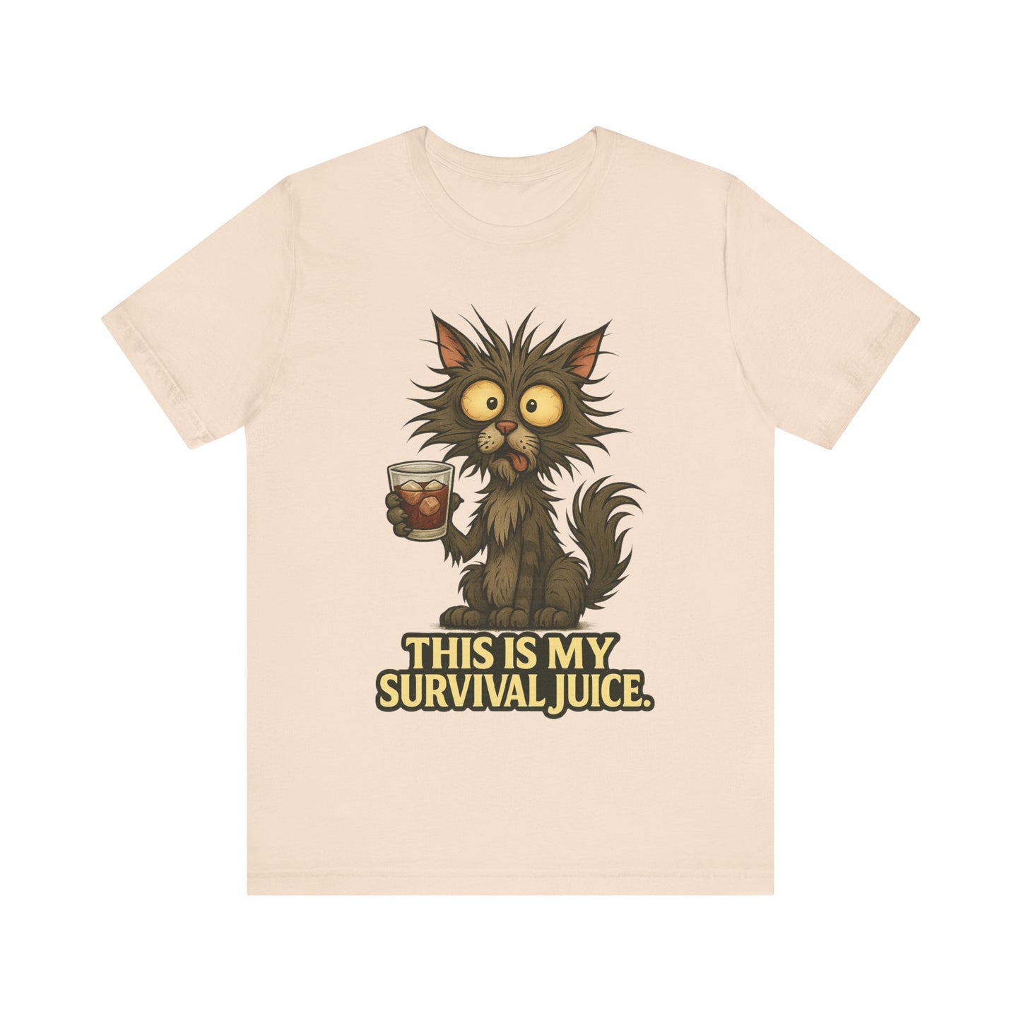 Survival Juice Cat Tee — Funny Coffee Cat T-Shirt
