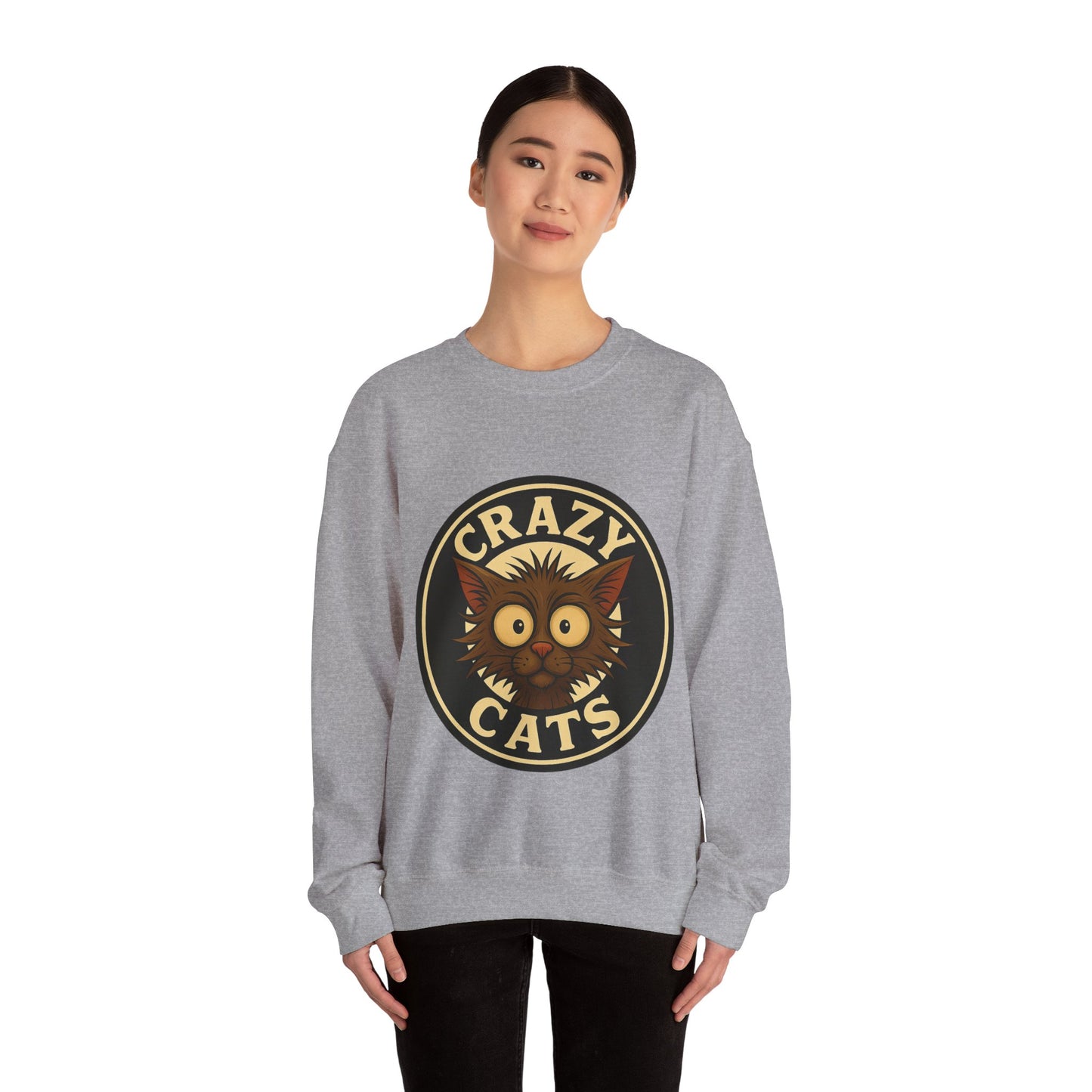 Crazy Cats Crewneck Sweatshirt — Vintage Cat Graphic Pullover