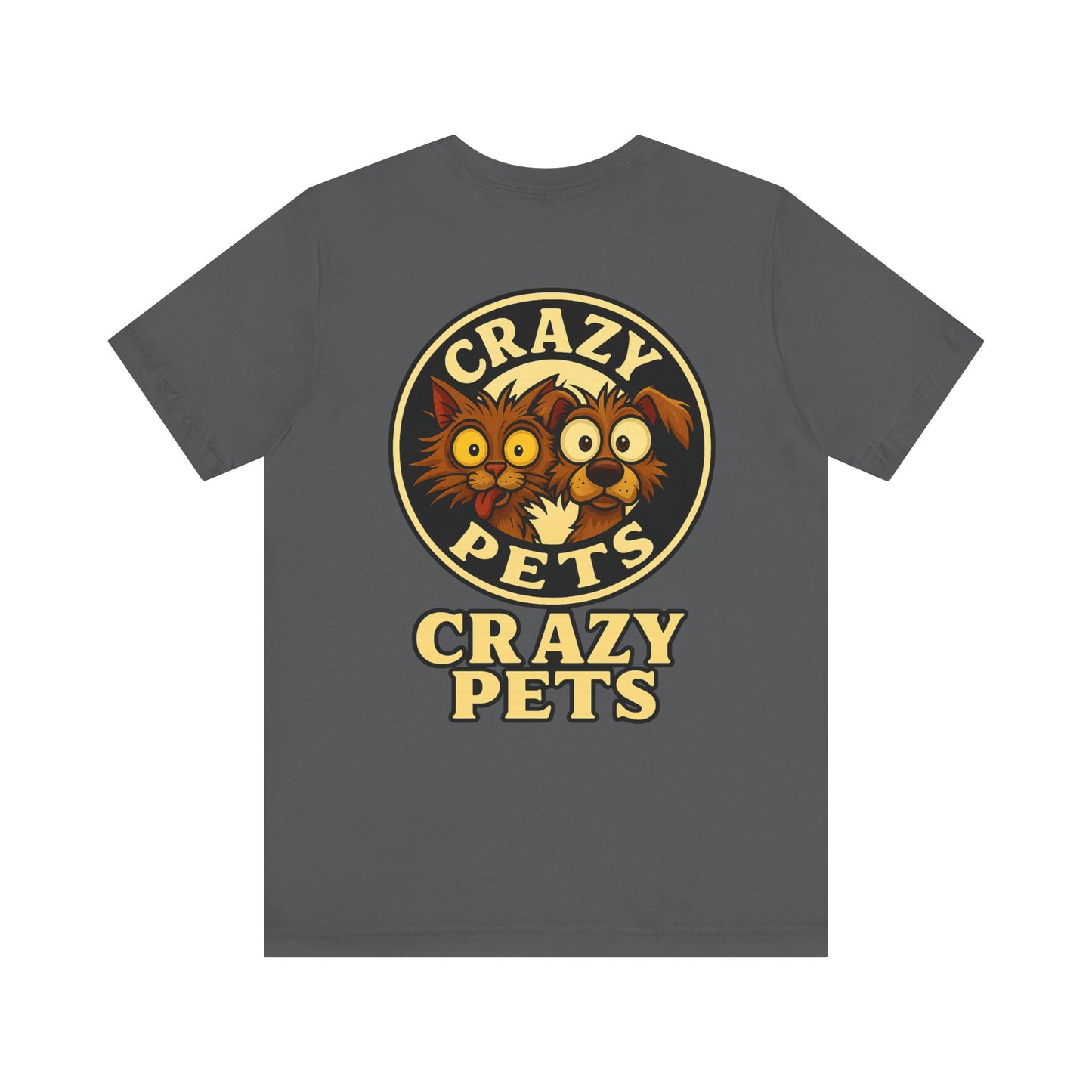 Crazy Pets Tee — "Running on Vibes and Poor Decisions" Cute Coffee-Loving Dog Shirt