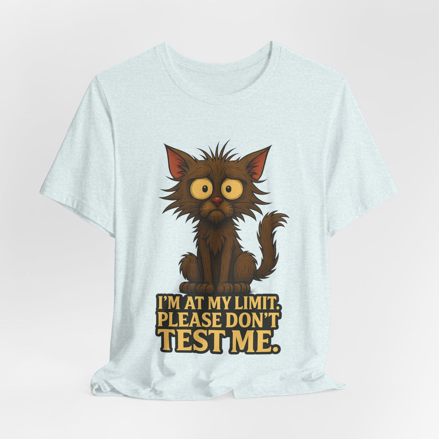 Funny Cat T-Shirt — "I'm At My Limit, Please Don't Test Me" Cute Stressed Kitty Graphic Tee