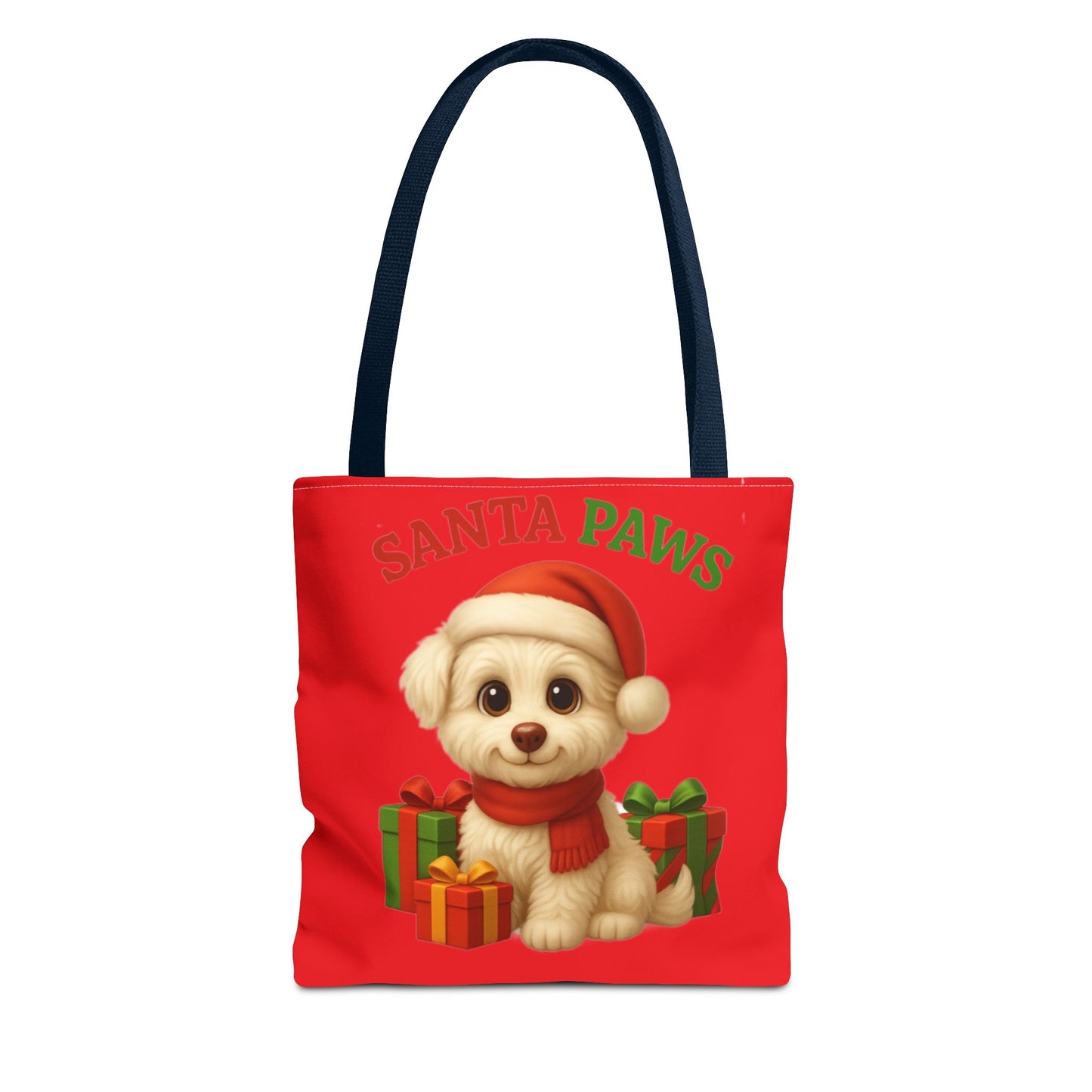 Adorable Santa Paws Tote Bag | Cute Christmas Pet Gift, Holiday Shopping, Pet Lover Accessory, Festive Handbag, Paw Print Tote