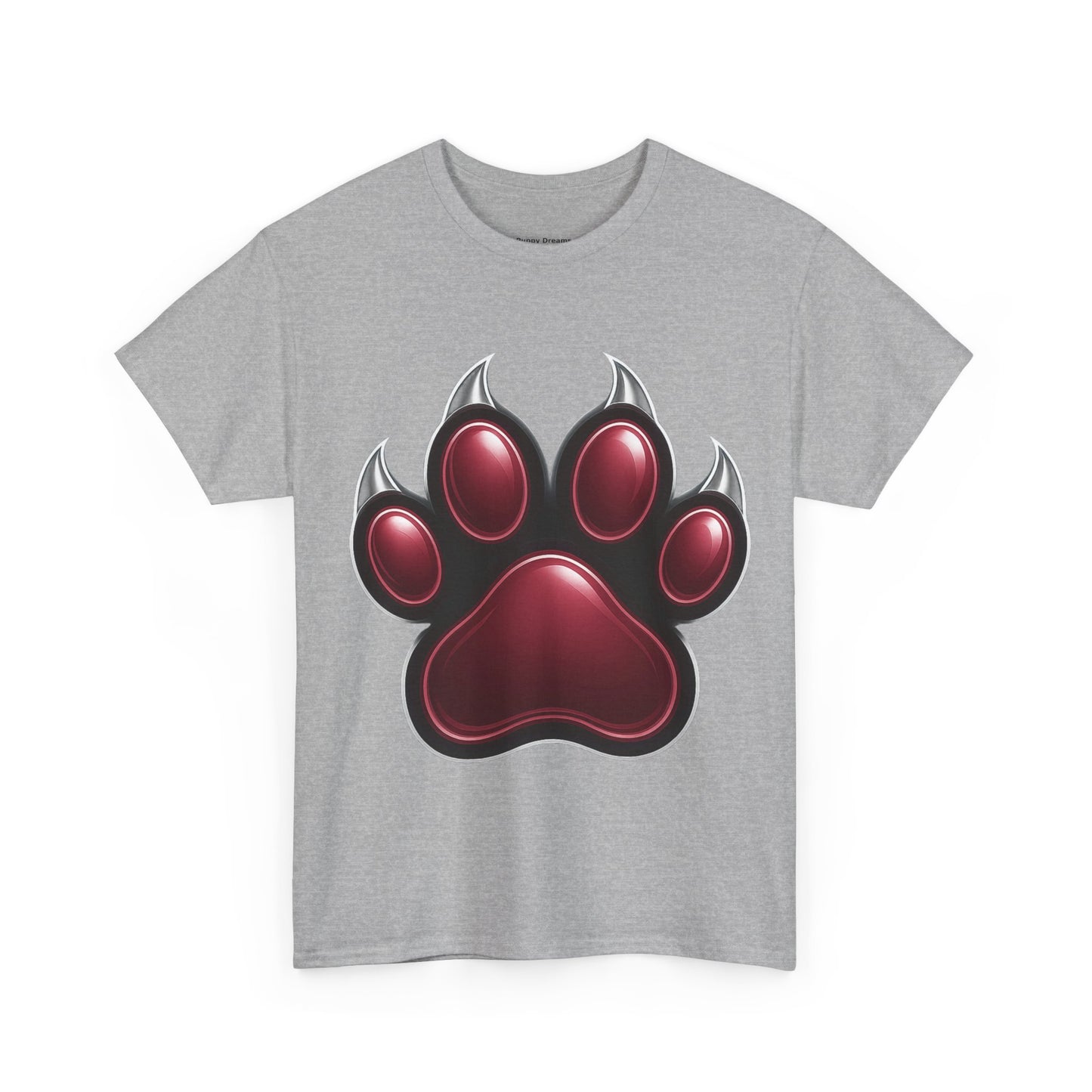Stylish Unisex Heavy Cotton Tee with Bold Red Paw Print, Pet Lover Gift, Animal Rescue Fundraiser, Casual Wear, Everyday Essentials