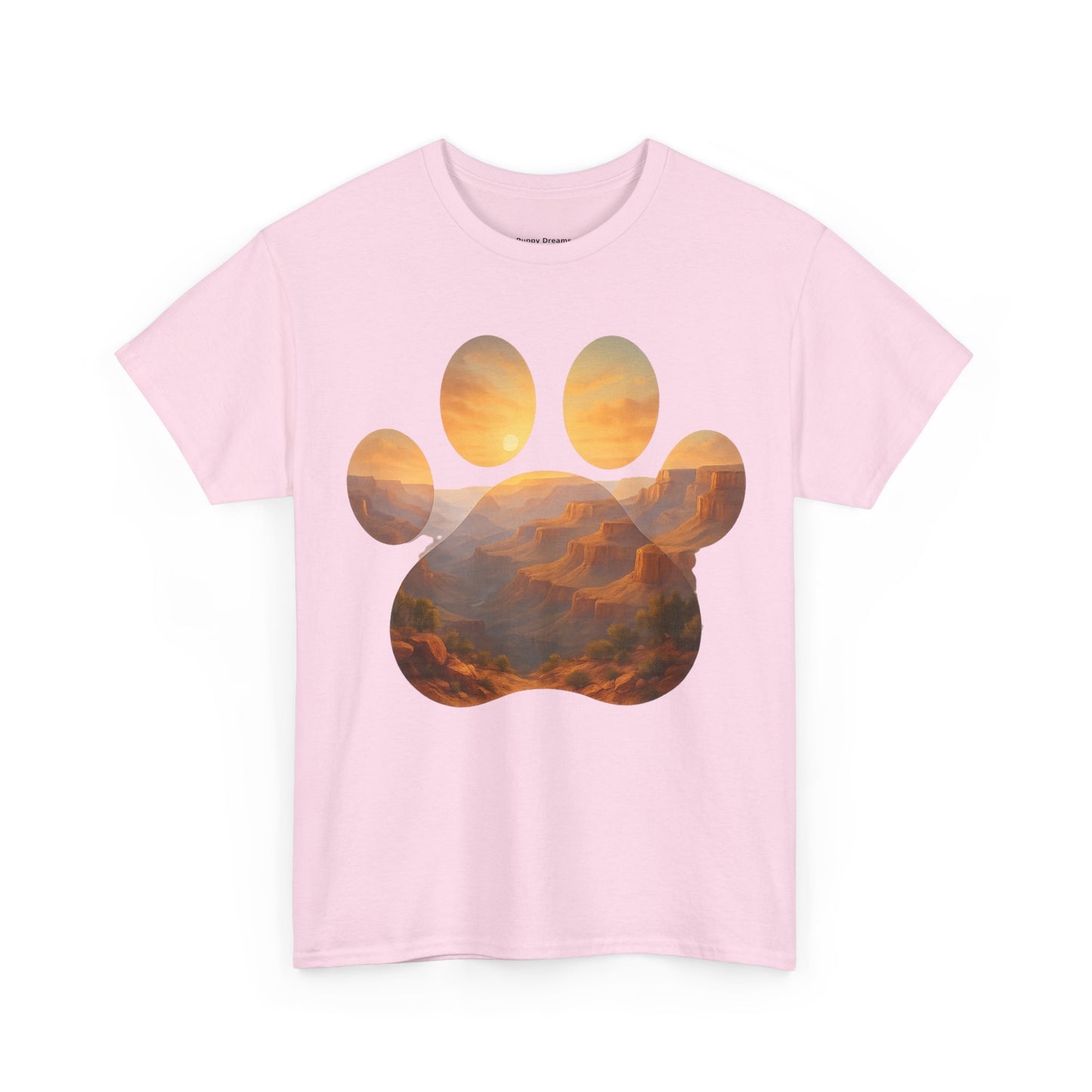 Sunset Paw Print Tee, Unisex T-Shirt for Pet Lovers, Cute Animal Graphic Shirt, Comfortable Everyday Wear, Gift for Dog Owners