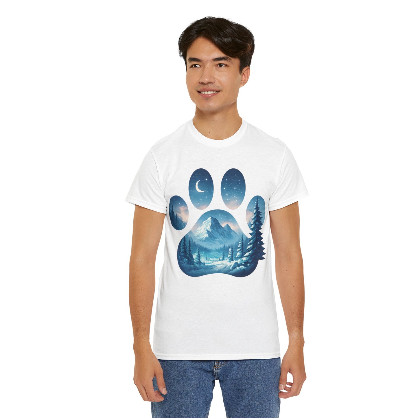 Nature-Inspired Paw Print Tee, Ideal for Pet Lovers, Perfect Gift for Birthdays, Relaxed Fit, Outdoor Adventures, Eco-Friendly