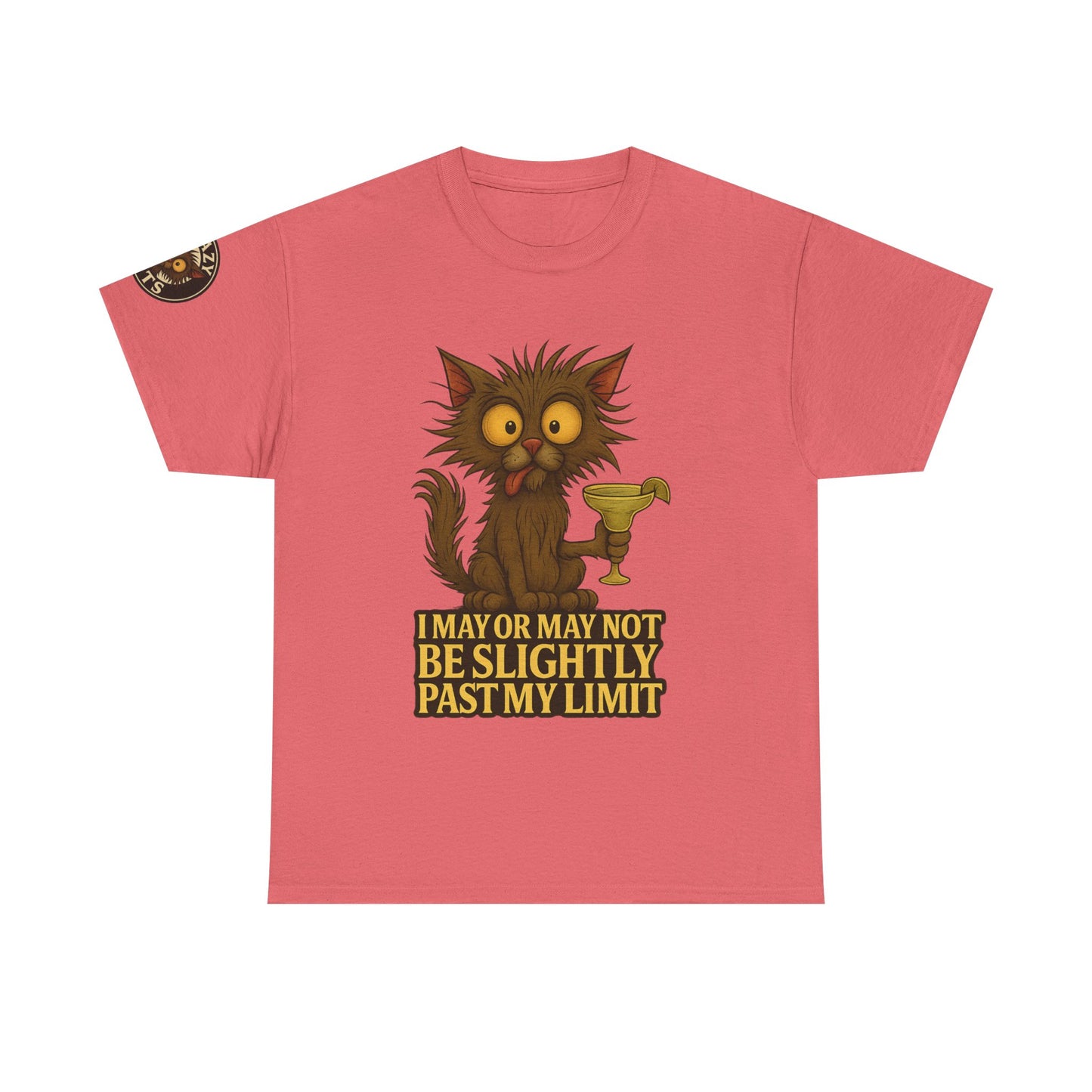 Cat Drinking Wine T‑Shirt — “I May Or May Not Be Slightly Past My Limit” Funny Graphic Tee