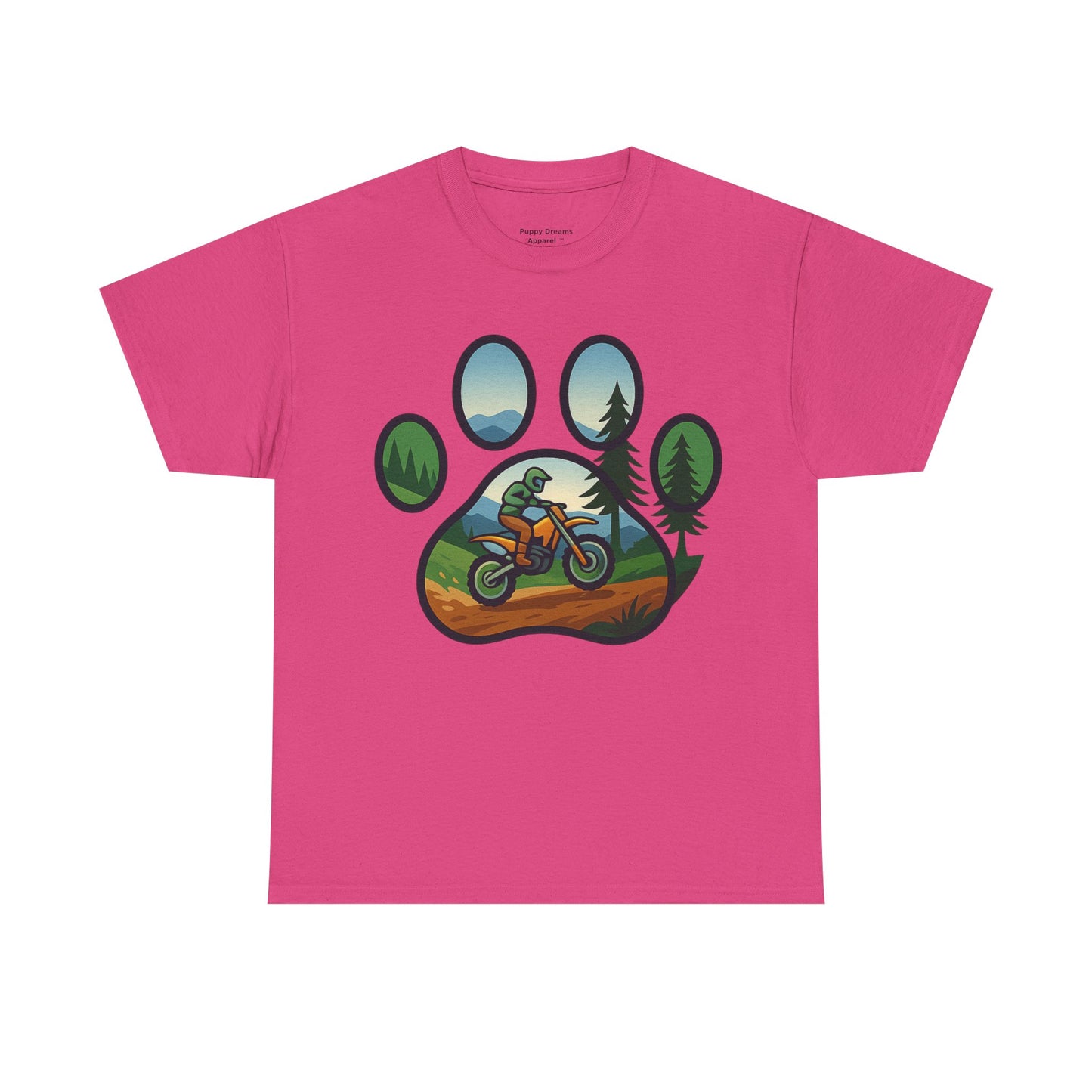 Adventure Paw Print T-Shirt, Unisex Cotton Tee, Outdoor Enthusiast Gift, Nature Lover Shirt, Motorcycle Graphics Tee