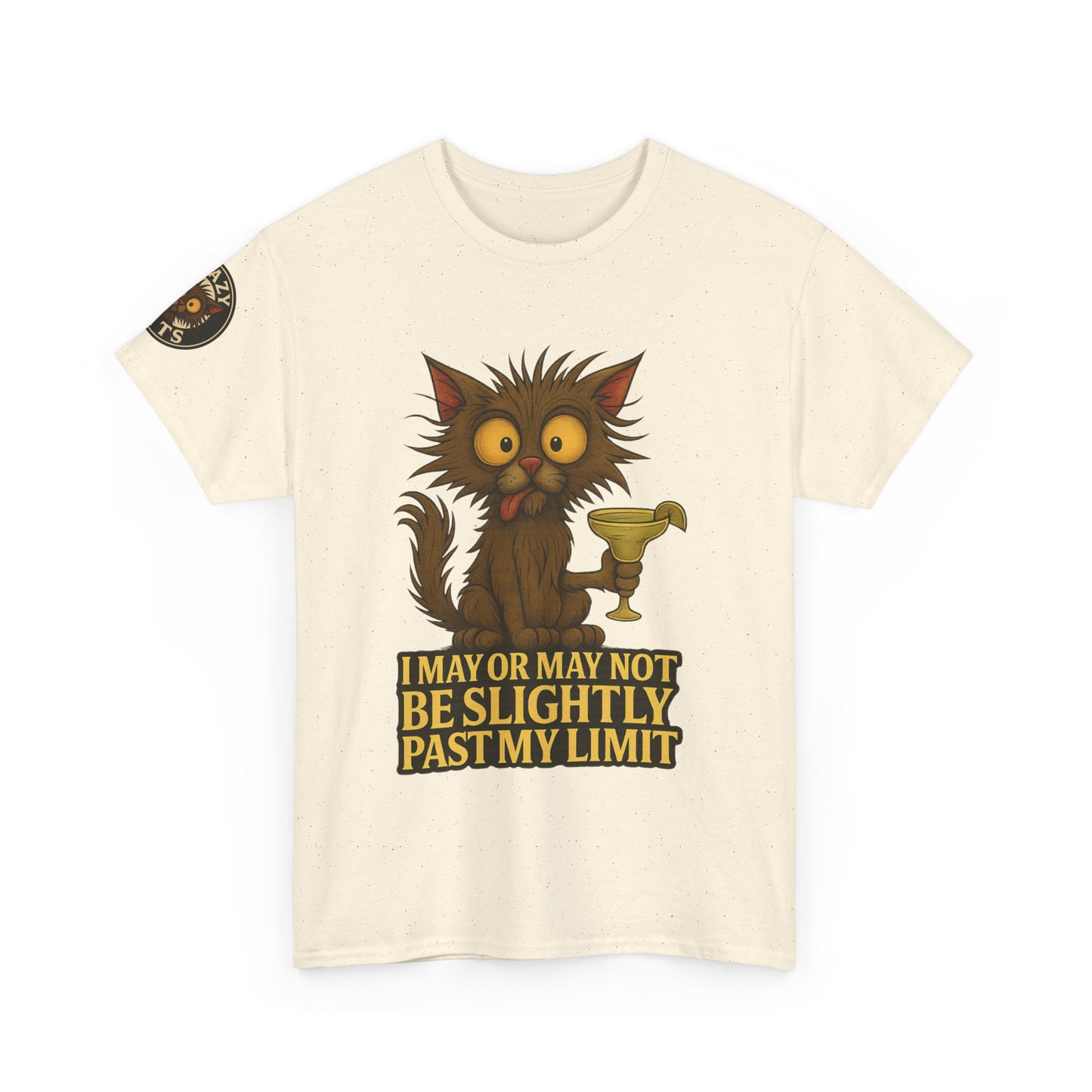 Cat Drinking Wine T‑Shirt — “I May Or May Not Be Slightly Past My Limit” Funny Graphic Tee