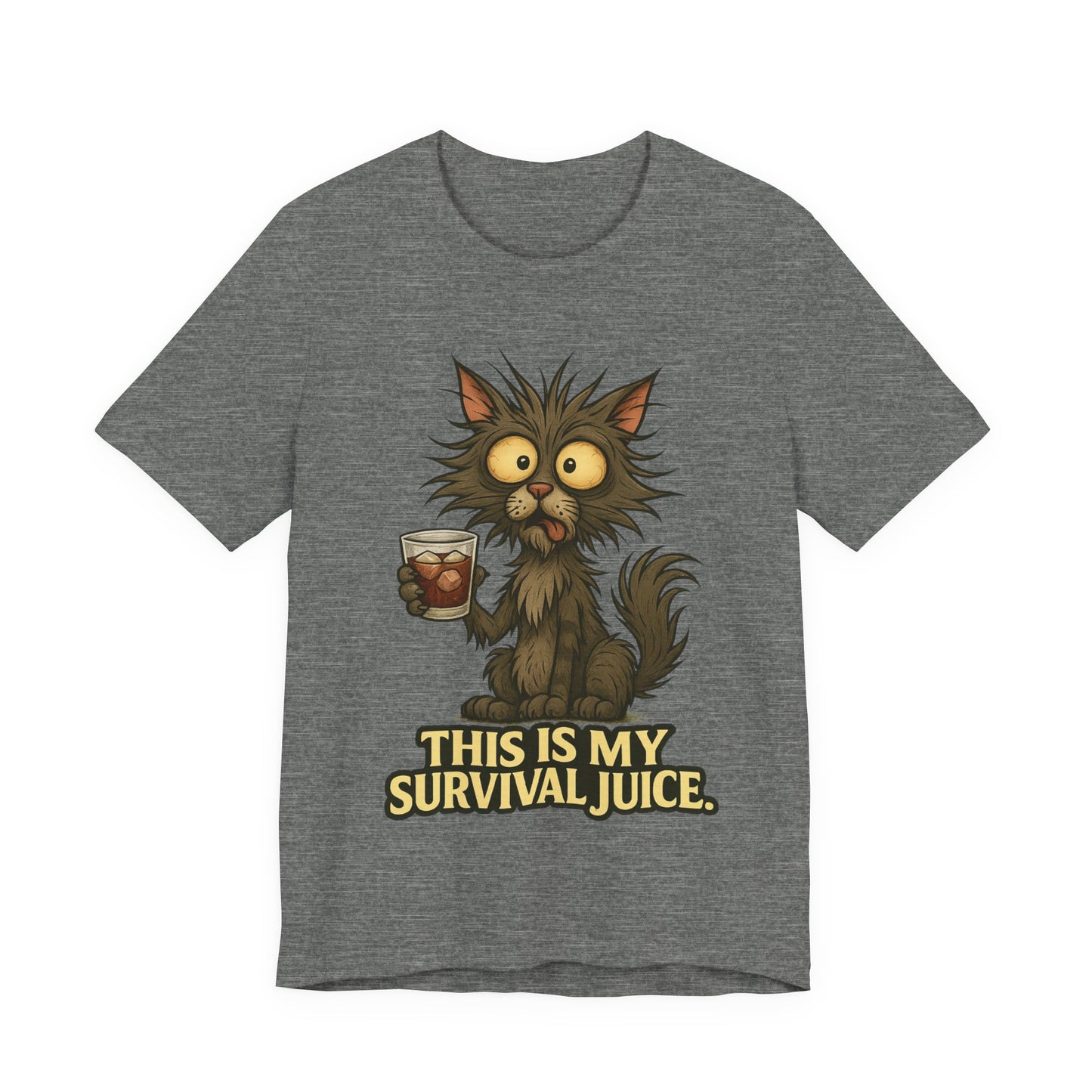 Survival Juice Cat Tee — Funny Coffee Cat T-Shirt