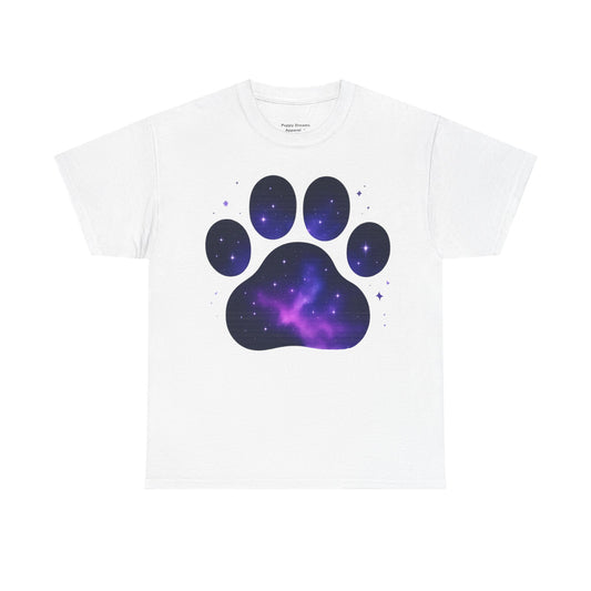 Cosmic Pet Paw Print Tee | Unisex T-Shirt for Animal Lovers, Galaxy Print, Dog & Cat Tees, Gift for Pet Owners, Space Theme Shirt