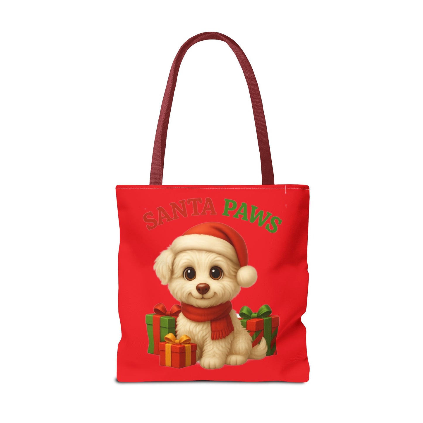 Adorable Santa Paws Tote Bag | Cute Christmas Pet Gift, Holiday Shopping, Pet Lover Accessory, Festive Handbag, Paw Print Tote