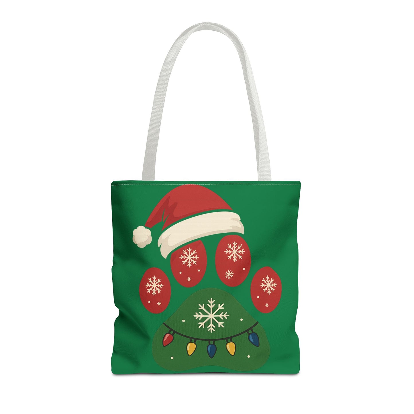 Festive Animal Paw Print Tote Bag, Holiday Shopper Tote, Christmas Gift Bag, Eco-Friendly Holiday Tote, Pet Lover's Tote
