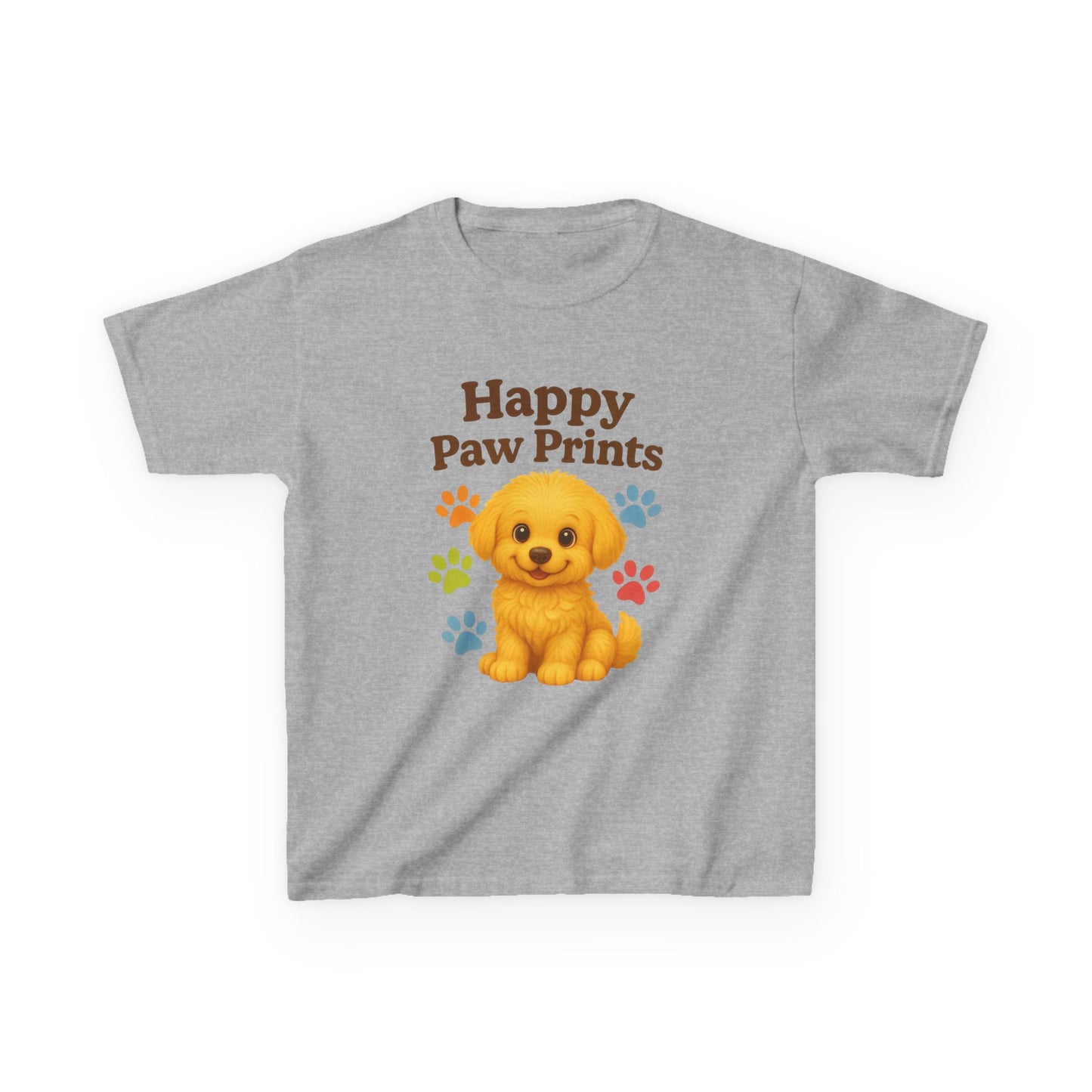 Cute Puppy Kids Tee - Happy Paw Prints T-Shirt, Animal Lover Gift, Youth Apparel, Birthday Gift, Pet-Themed Clothing