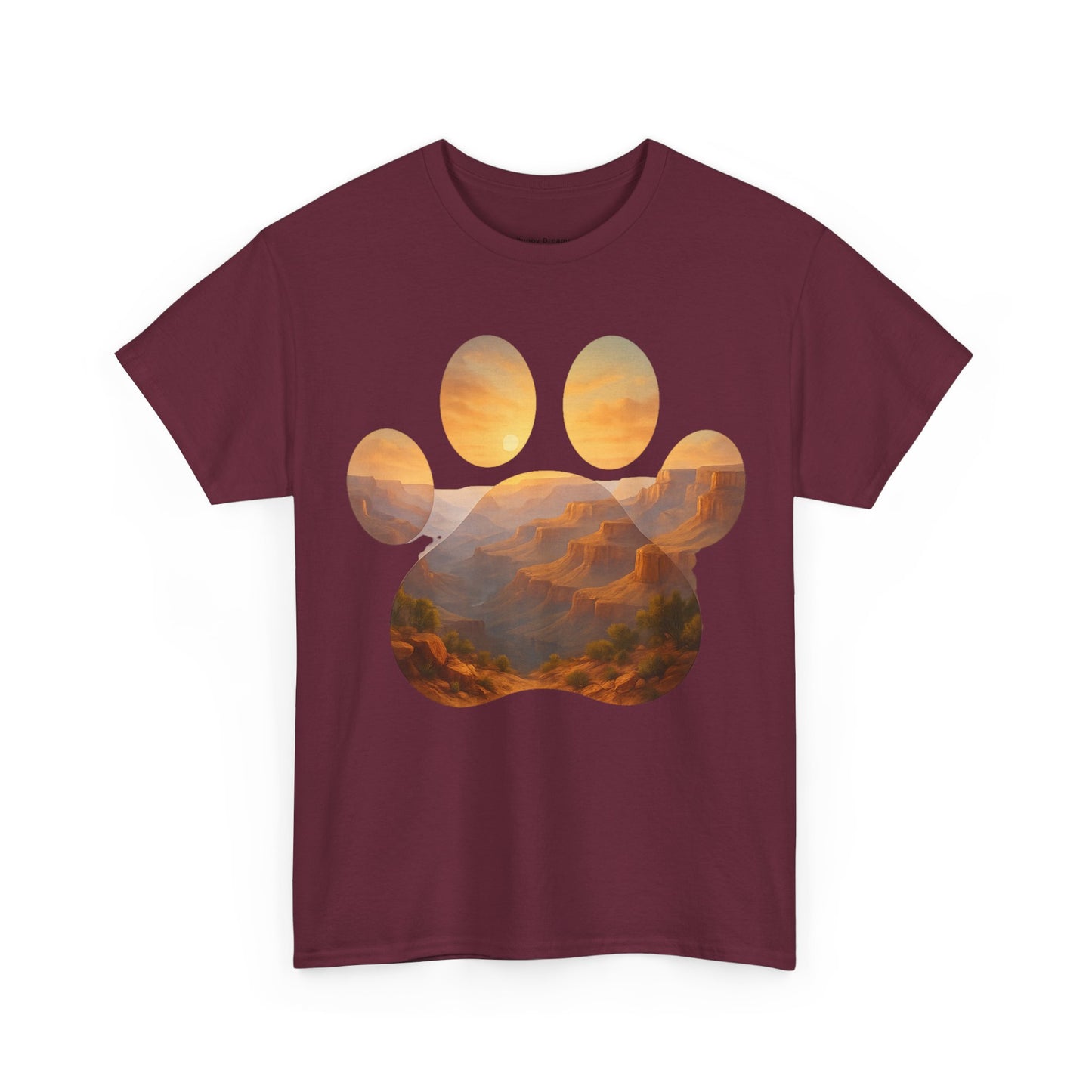 Sunset Paw Print Tee, Unisex T-Shirt for Pet Lovers, Cute Animal Graphic Shirt, Comfortable Everyday Wear, Gift for Dog Owners