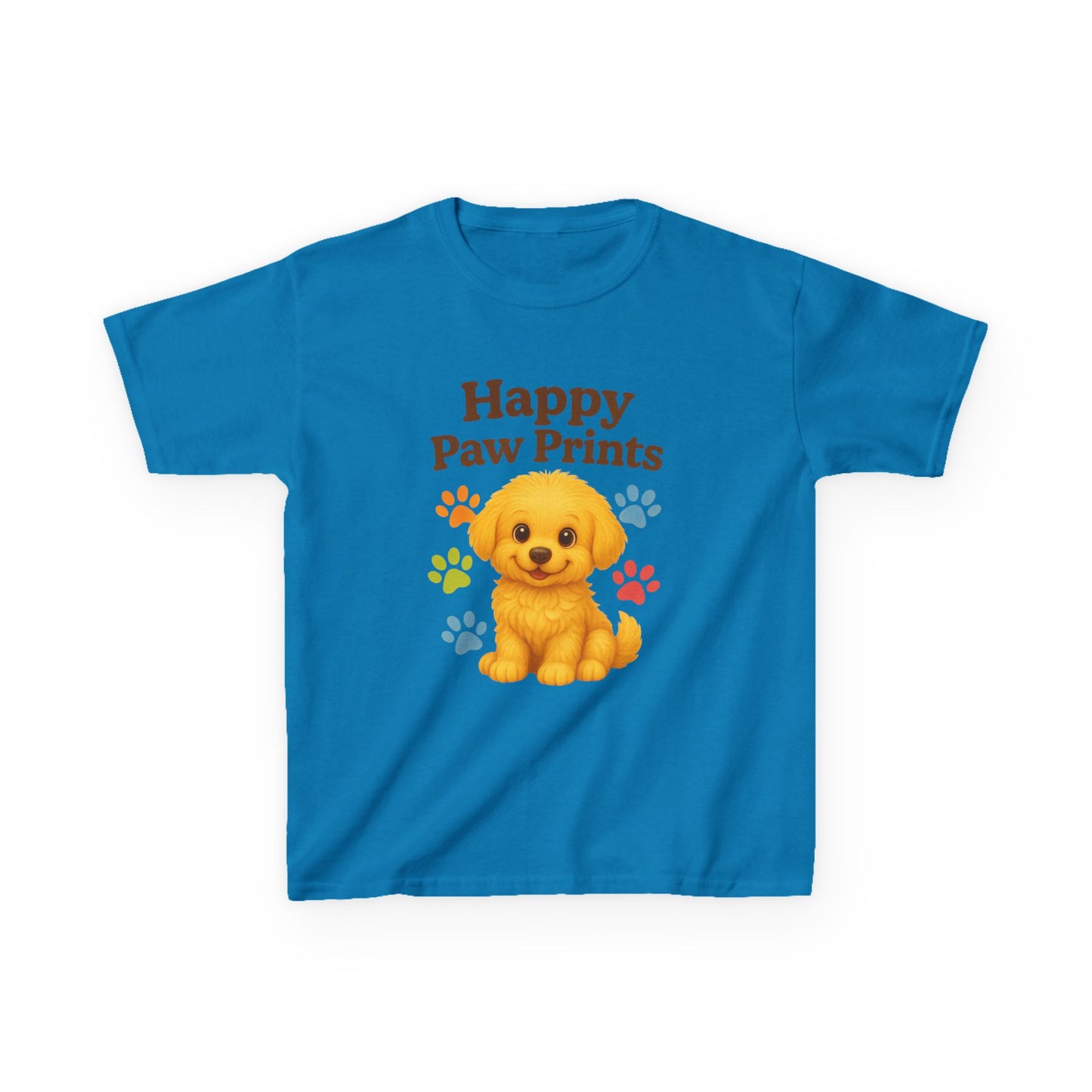 Cute Puppy Kids Tee - Happy Paw Prints T-Shirt, Animal Lover Gift, Youth Apparel, Birthday Gift, Pet-Themed Clothing