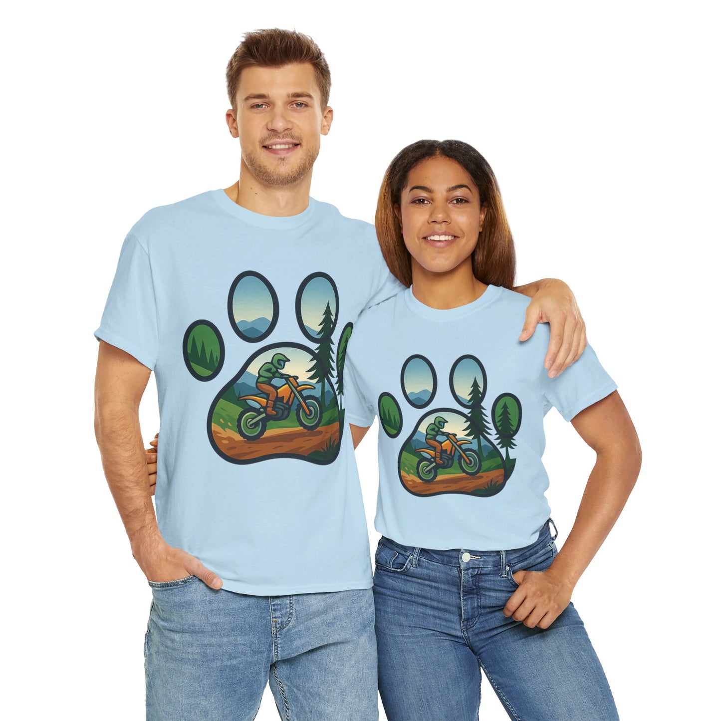 Adventure Paw Print T-Shirt, Unisex Cotton Tee, Outdoor Enthusiast Gift, Nature Lover Shirt, Motorcycle Graphics Tee