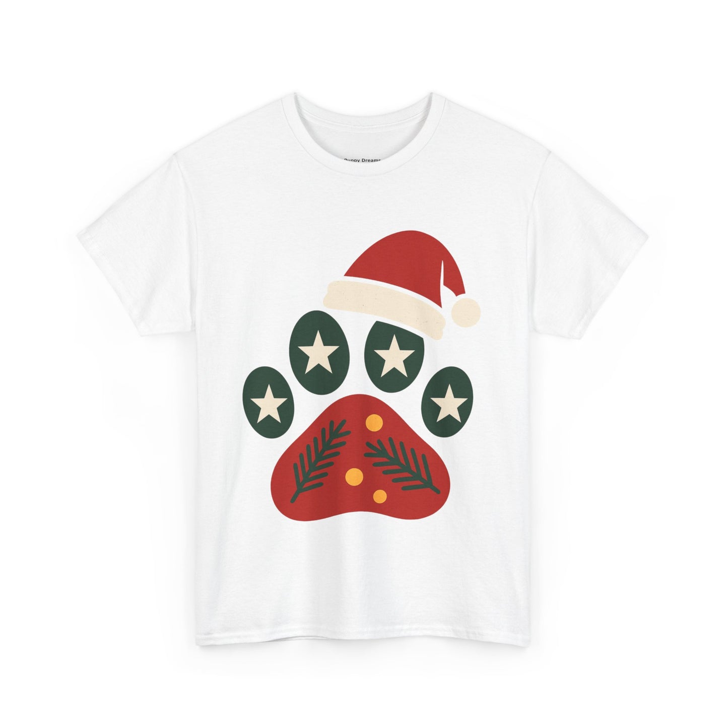 Festive Paw Print Tee, Holiday T-Shirt, Dog Lover Gift, Christmas Apparel, Unisex Cotton Shirt