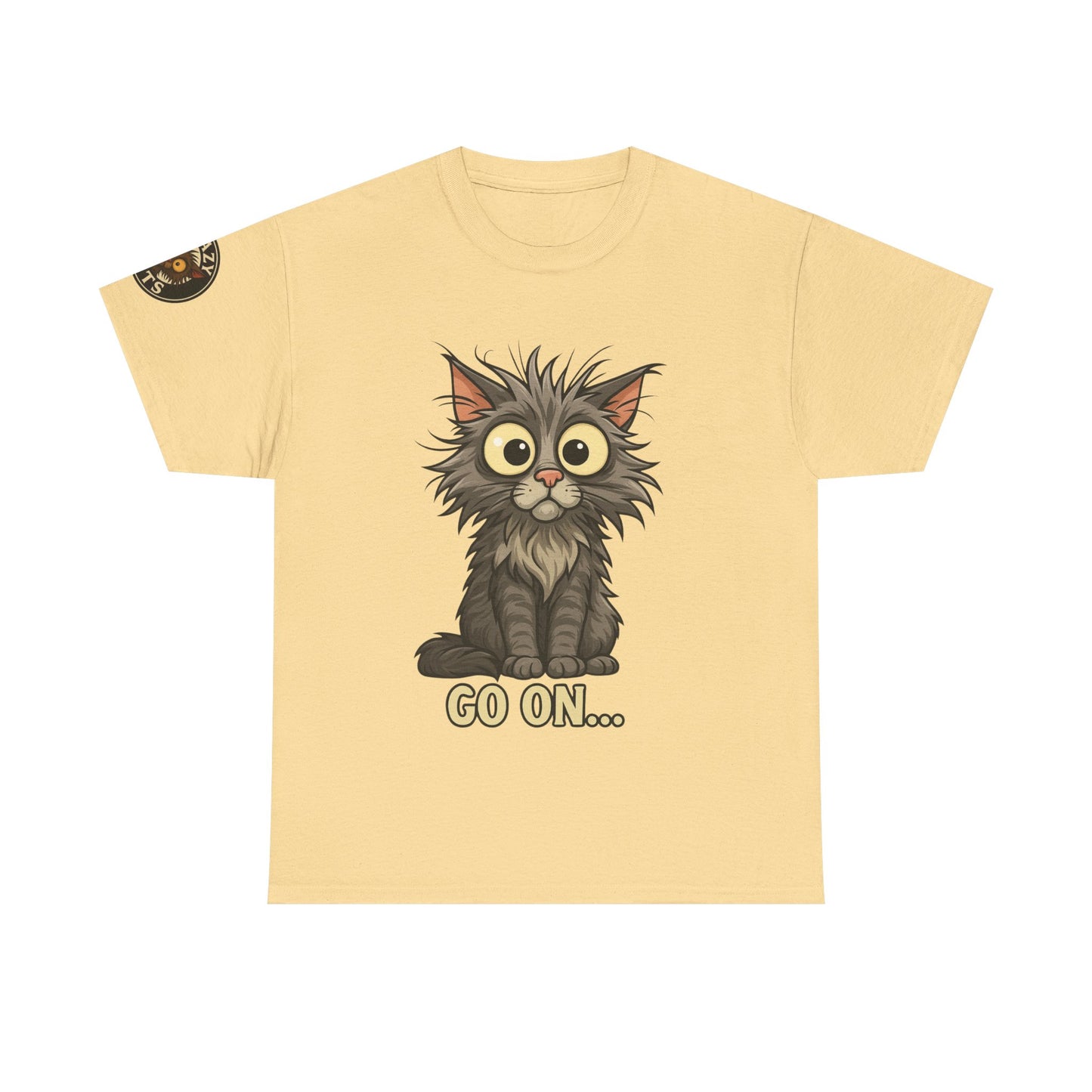 Cat Graphic Tee – Cute Wide-Eyed Kitten “Go On...” Shirt