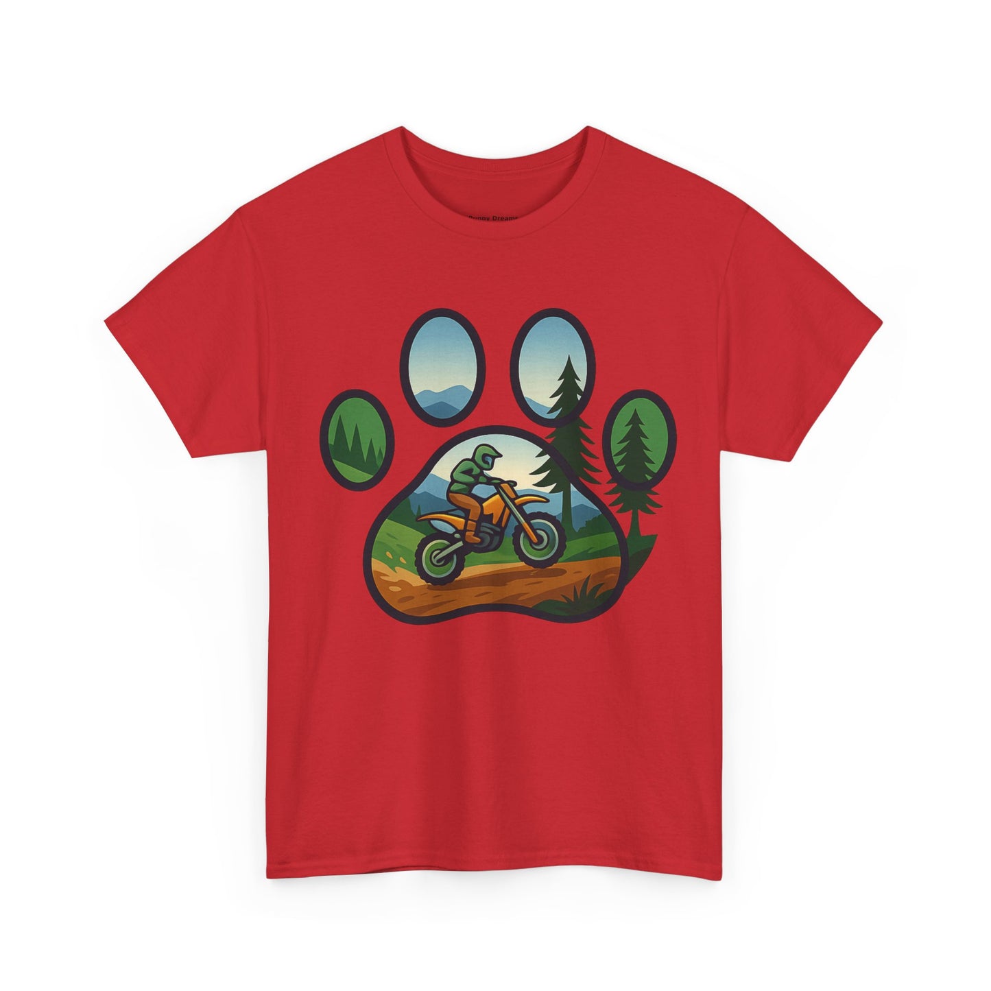 Adventure Paw Print T-Shirt, Unisex Cotton Tee, Outdoor Enthusiast Gift, Nature Lover Shirt, Motorcycle Graphics Tee