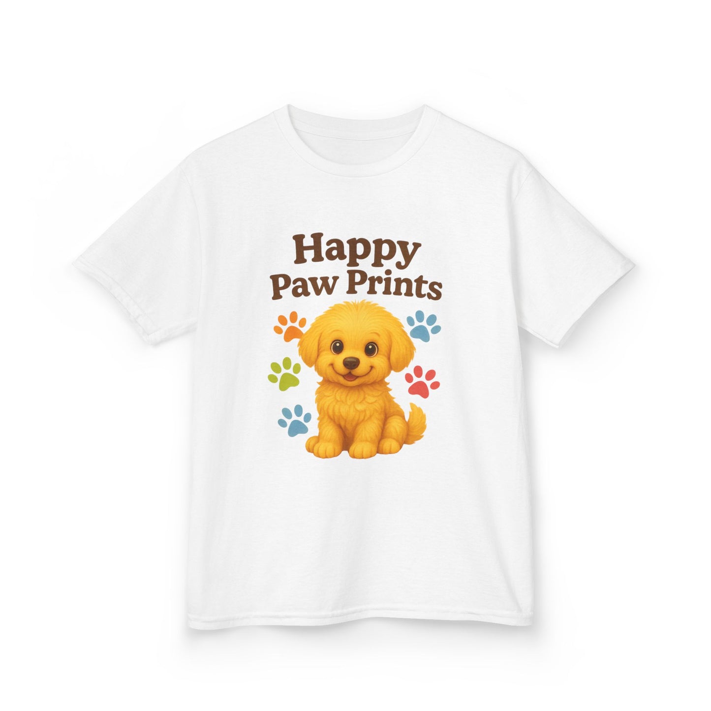 Cute Puppy Kids Tee - Happy Paw Prints T-Shirt, Animal Lover Gift, Youth Apparel, Birthday Gift, Pet-Themed Clothing